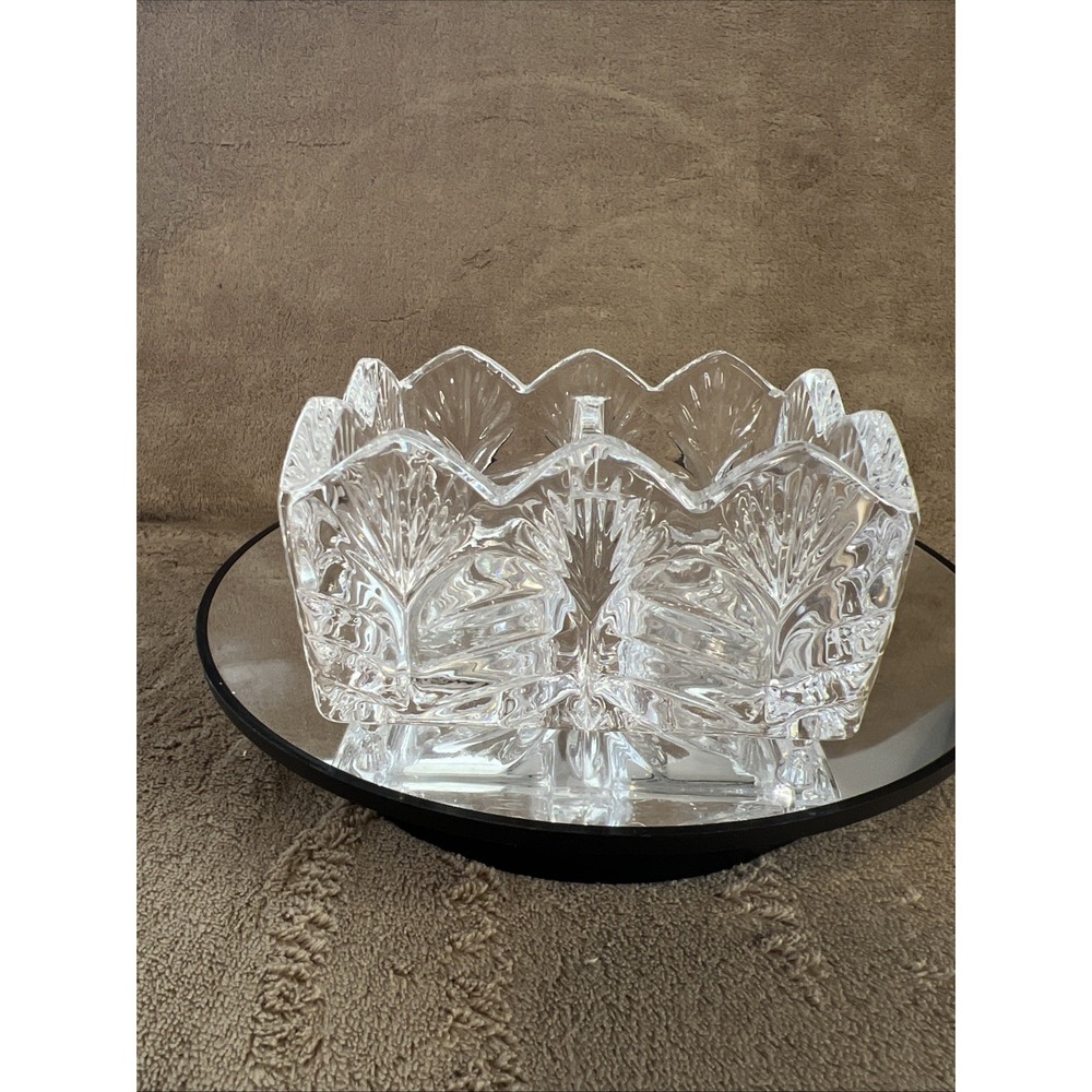 Fifth Avenue Crystal Portico Divided Sugar Packet Holder Tea Caddy Dish